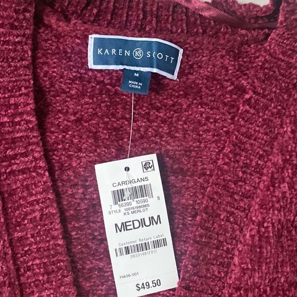 KAREN SCOTT
Women's Open-Front Cardigan KS Merlot M NWT and in packaging - Picture 3 of 5